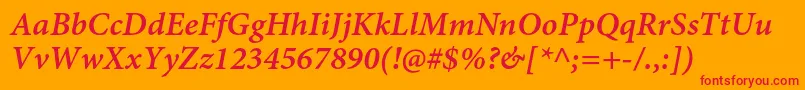 MinionproSemibolditcapt Font – Red Fonts on Orange Background