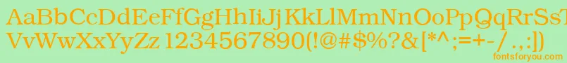 Kacstonefixed-Schriftart – Orangefarbene Schriften auf grünem Hintergrund
