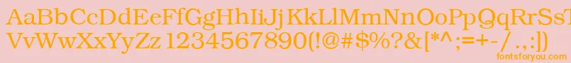 Kacstonefixed-Schriftart – Orangefarbene Schriften auf rosa Hintergrund