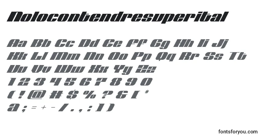 Czcionka Nolocontendresuperital – alfabet, cyfry, specjalne znaki