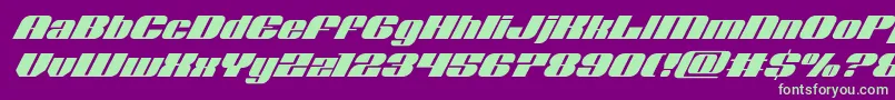 フォントNolocontendresuperital – 紫の背景に緑のフォント
