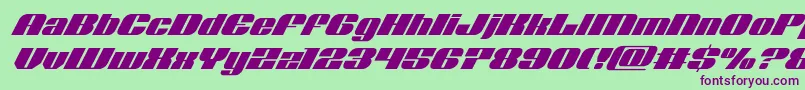 フォントNolocontendresuperital – 緑の背景に紫のフォント