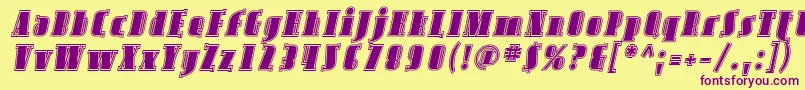 AvondaleInlineItalic Font – Purple Fonts on Yellow Background