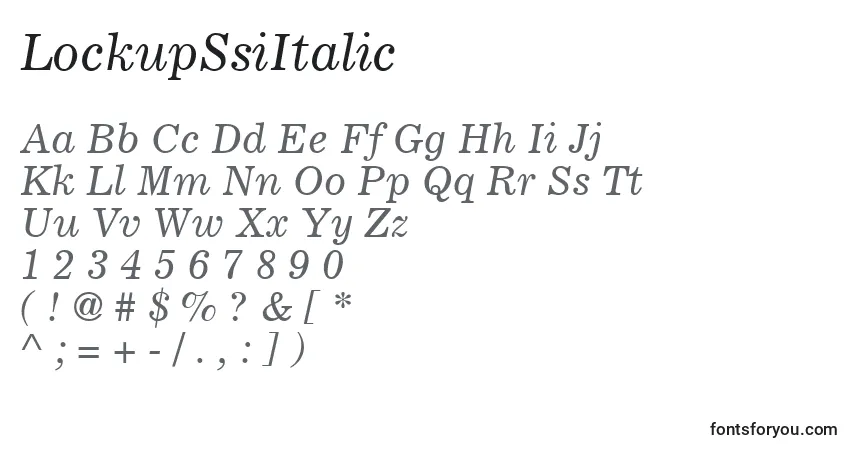 A fonte LockupSsiItalic – alfabeto, números, caracteres especiais