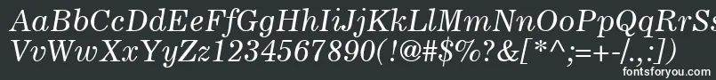 LockupSsiItalic-fontti – valkoiset fontit mustalla taustalla