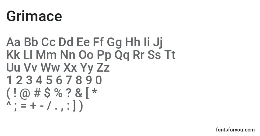Schriftart Grimace – Alphabet, Zahlen, spezielle Symbole