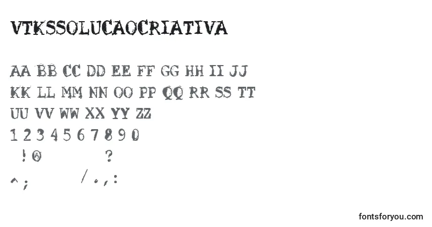 Czcionka VtksSolucaoCriativa – alfabet, cyfry, specjalne znaki