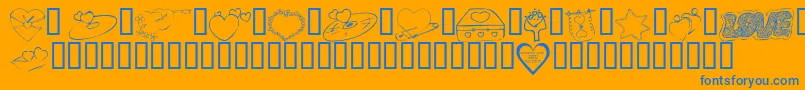 KrValentines2006Seven Font – Blue Fonts on Orange Background