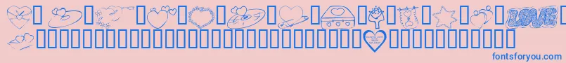 KrValentines2006Seven Font – Blue Fonts on Pink Background