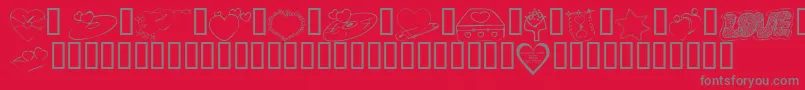 Czcionka KrValentines2006Seven – szare czcionki na czerwonym tle