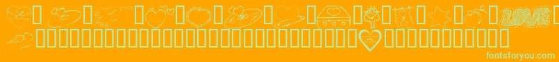 KrValentines2006Seven-Schriftart – Grüne Schriften auf orangefarbenem Hintergrund