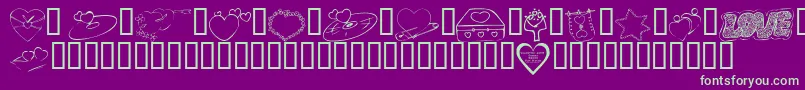 KrValentines2006Seven Font – Green Fonts on Purple Background