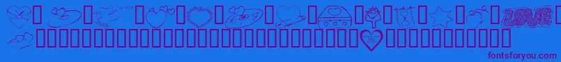 KrValentines2006Seven-Schriftart – Violette Schriften auf blauem Hintergrund