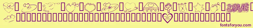 KrValentines2006Seven-Schriftart – Violette Schriften auf gelbem Hintergrund