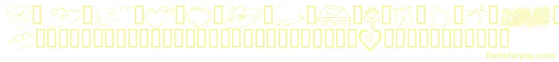 KrValentines2006Seven-Schriftart – Gelbe Schriften auf weißem Hintergrund
