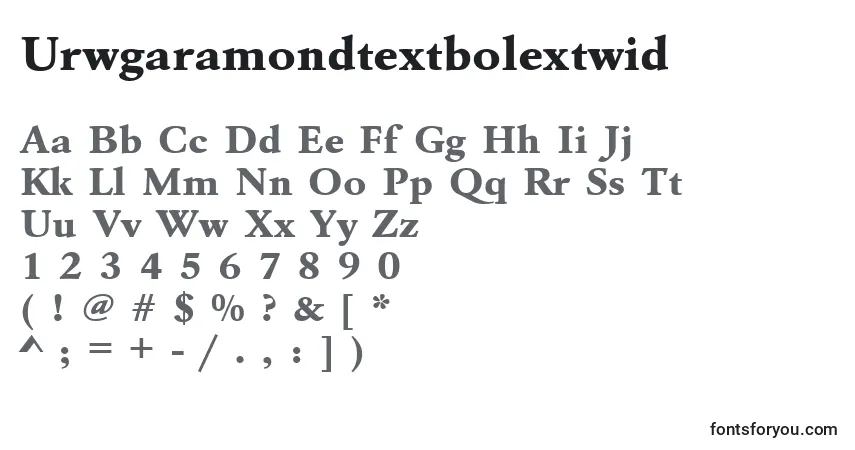 A fonte Urwgaramondtextbolextwid – alfabeto, números, caracteres especiais