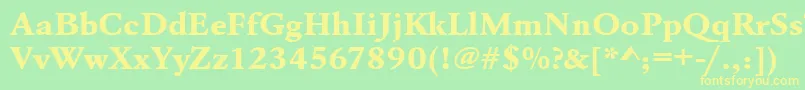 Urwgaramondtextbolextwidフォントについての詳細 フォントUrwgaramondtextbolextwid – 黄色の文字が緑の背景にあります