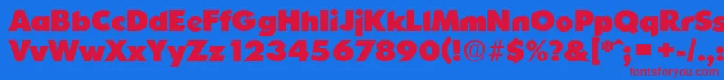 OrnitonsHeavy-fontti – punaiset fontit sinisellä taustalla