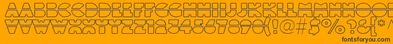 Linotypeblackwhiteoutlinelaser-Schriftart – Schwarze Schriften auf orangefarbenem Hintergrund
