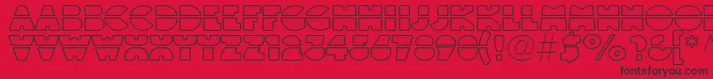 Czcionka Linotypeblackwhiteoutlinelaser – czarne czcionki na czerwonym tle