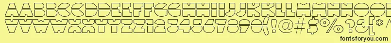 Linotypeblackwhiteoutlinelaser-fontti – mustat fontit keltaisella taustalla