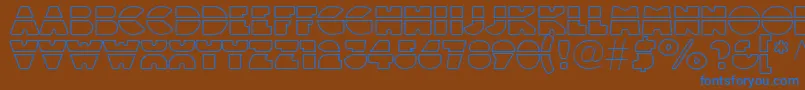 Linotypeblackwhiteoutlinelaser-fontti – siniset fontit ruskealla taustalla