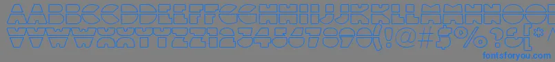 フォントLinotypeblackwhiteoutlinelaser – 灰色の背景に青い文字