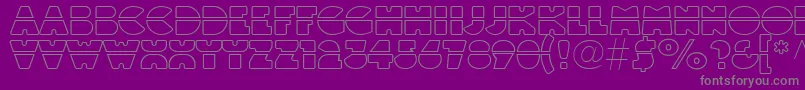 Linotypeblackwhiteoutlinelaser-fontti – harmaat kirjasimet violetilla taustalla