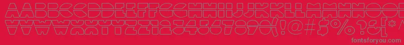 Linotypeblackwhiteoutlinelaser-fontti – harmaat kirjasimet punaisella taustalla