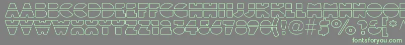 フォントLinotypeblackwhiteoutlinelaser – 灰色の背景に緑のフォント