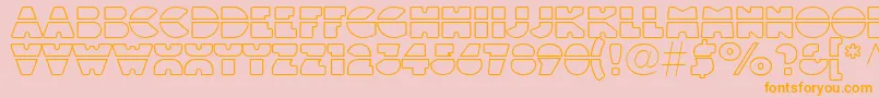 フォントLinotypeblackwhiteoutlinelaser – オレンジの文字がピンクの背景にあります。