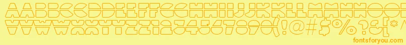 Linotypeblackwhiteoutlinelaser-Schriftart – Orangefarbene Schriften auf gelbem Hintergrund