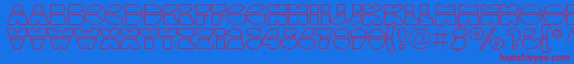 Linotypeblackwhiteoutlinelaser-fontti – punaiset fontit sinisellä taustalla