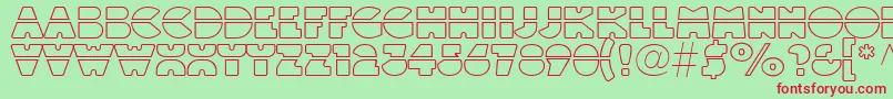 Шрифт Linotypeblackwhiteoutlinelaser – красные шрифты на зелёном фоне