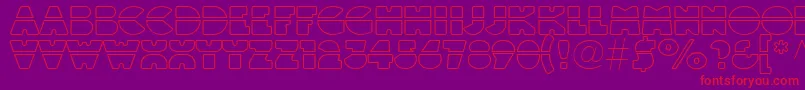 フォントLinotypeblackwhiteoutlinelaser – 紫の背景に赤い文字
