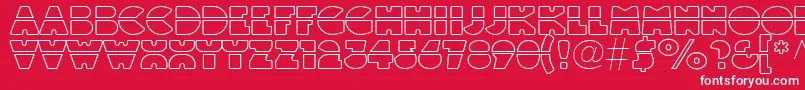 Linotypeblackwhiteoutlinelaser-fontti – valkoiset fontit punaisella taustalla