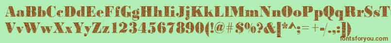 Fonte Bodonibrokenglass2Regular – fontes marrons em um fundo verde