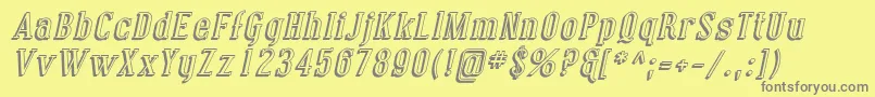 フォントCovingtonShadowItalic – 黄色の背景に灰色の文字