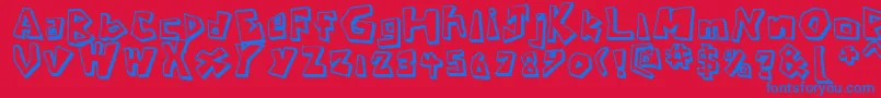 CavemanRegular-fontti – siniset fontit punaisella taustalla