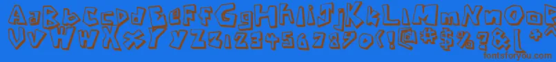 Fonte CavemanRegular – fontes marrons em um fundo azul