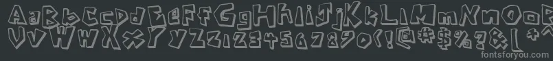 CavemanRegular-fontti – harmaat kirjasimet mustalla taustalla
