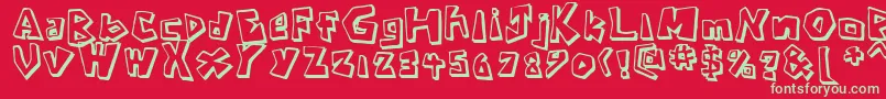 Czcionka CavemanRegular – zielone czcionki na czerwonym tle