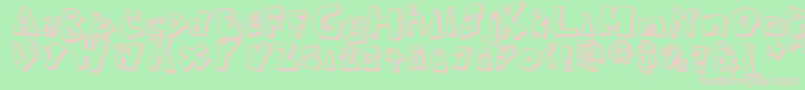CavemanRegular-fontti – vaaleanpunaiset fontit vihreällä taustalla