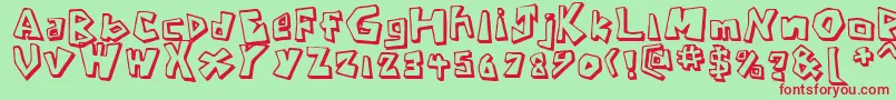 CavemanRegular Font – Red Fonts on Green Background