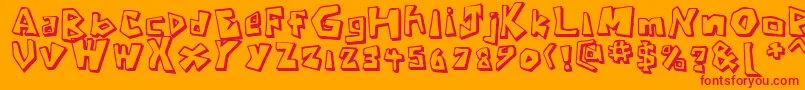 フォントCavemanRegular – オレンジの背景に赤い文字