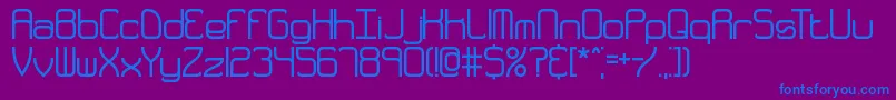 Czcionka QuarterlyThickBrk – niebieskie czcionki na fioletowym tle