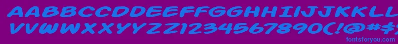 ActionManExtendedBoldItalic Font – Blue Fonts on Purple Background