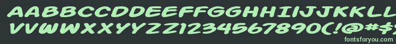 ActionManExtendedBoldItalic Font – Green Fonts on Black Background