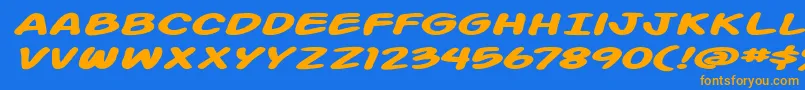 ActionManExtendedBoldItalic Font – Orange Fonts on Blue Background