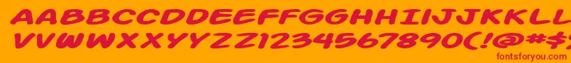 ActionManExtendedBoldItalic Font – Red Fonts on Orange Background